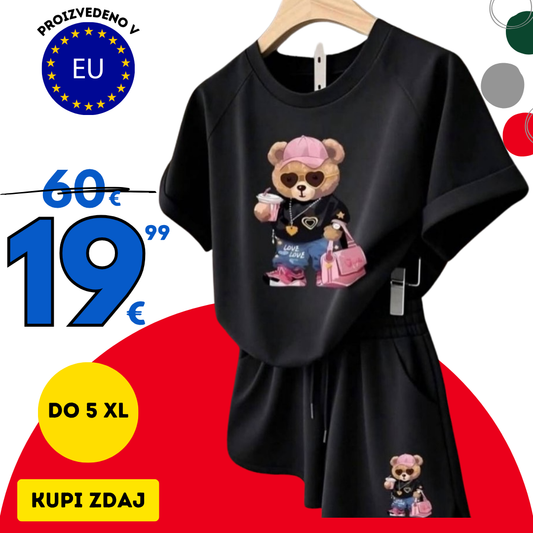 Viral moderni črni komplet z medvedkom